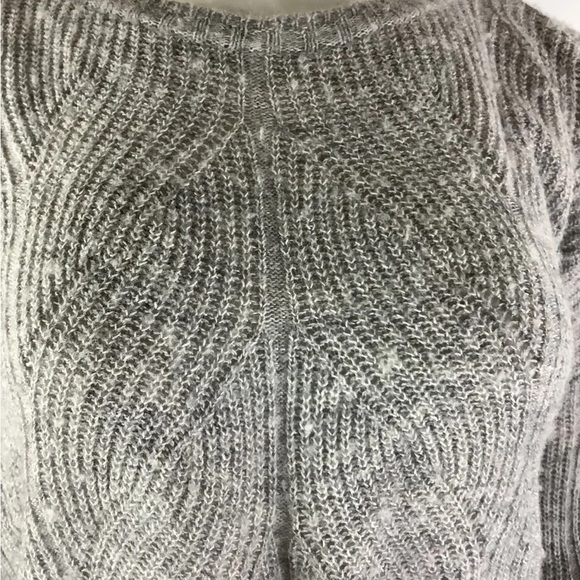 Anthropologie Sz XS Cropped Open Knit Sweater Gray Cotton Polyamide Pullover - Picture 3 of 7